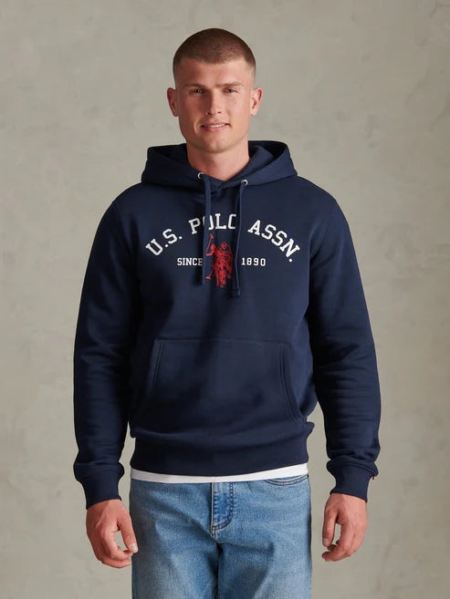 Mens Signature Arch Logo Hoodie Dark Sapphire Navy