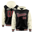 Custom Black Cream Raglan Sleeves Two Tone Full-Snap Button Hoodie